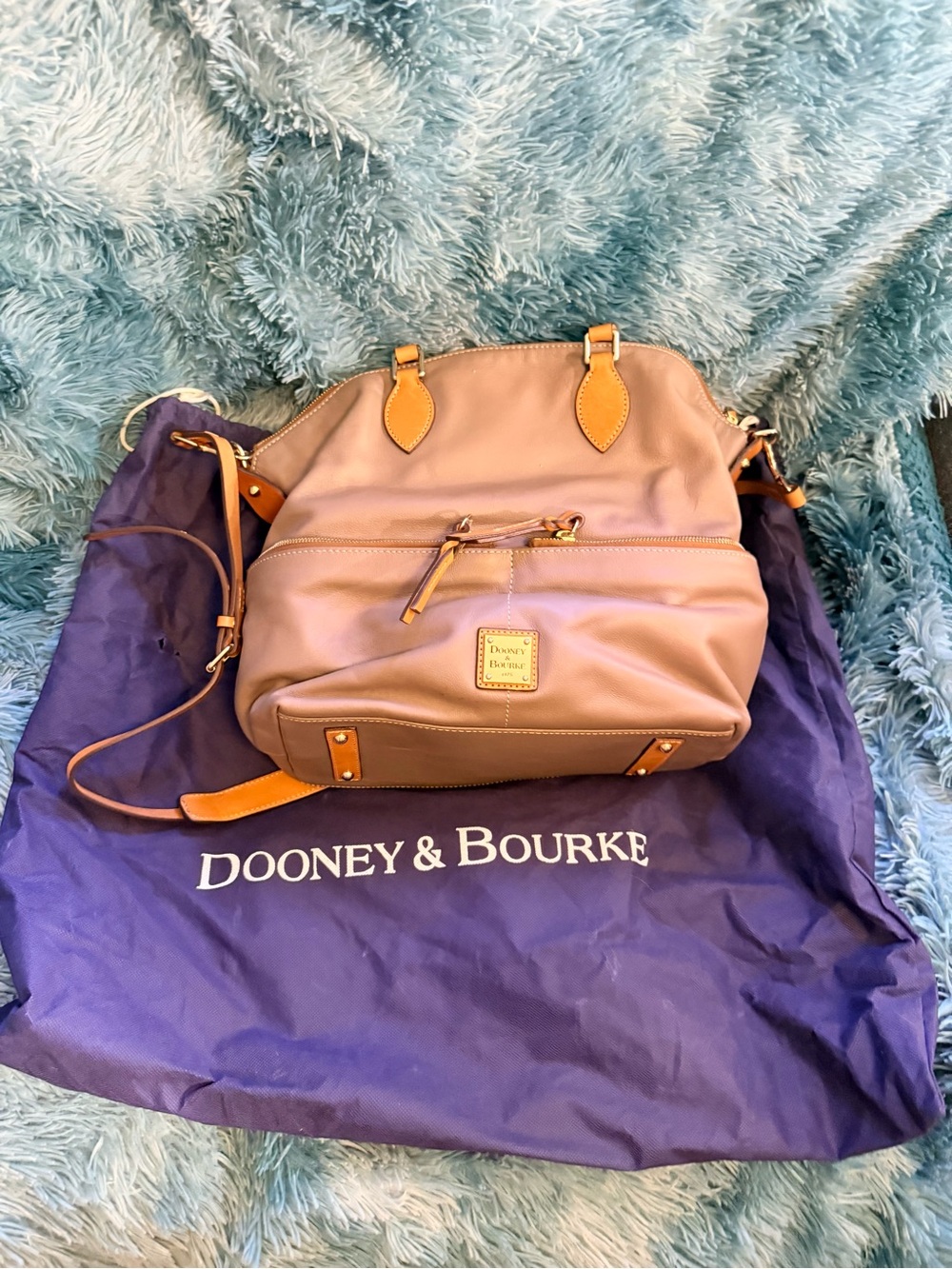 Dooney & Bourke Taupe Satchel with Tan Trim